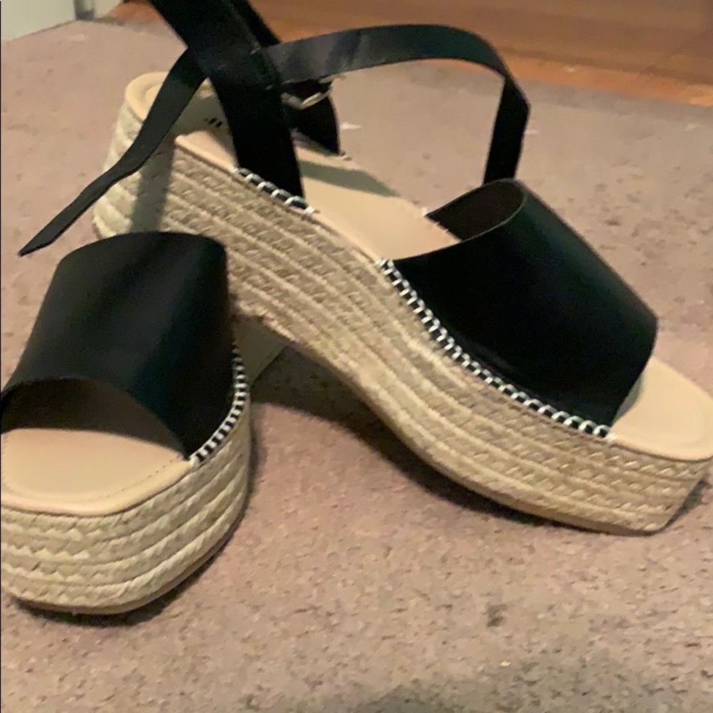 Black wedge sandals